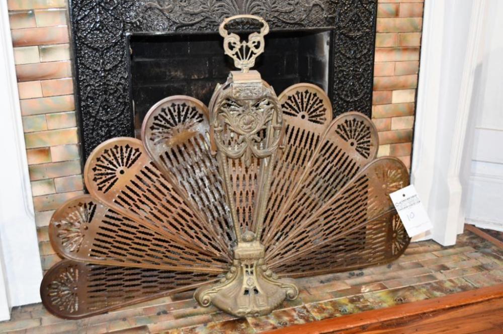 Antique Fireplace Ember Guard - Peacock Tail Fan Style