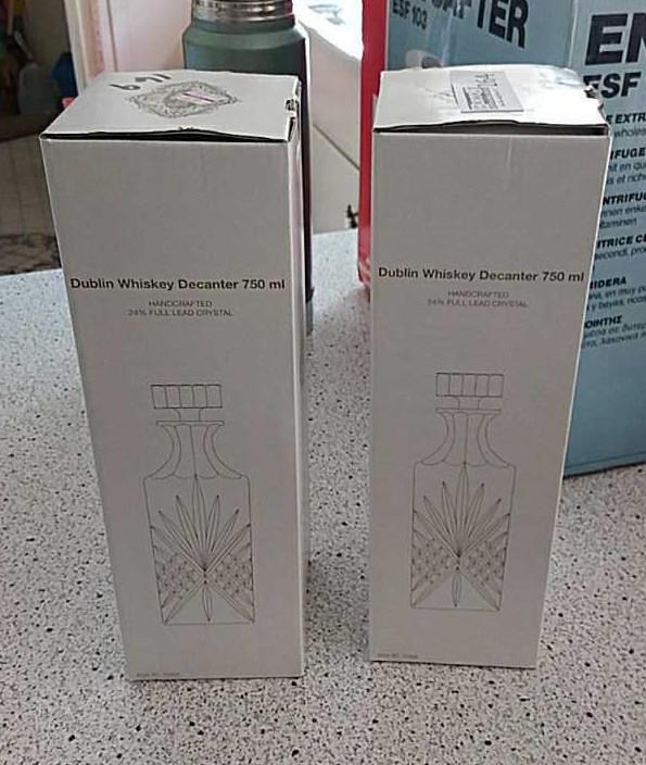 2 lead crystal decanters