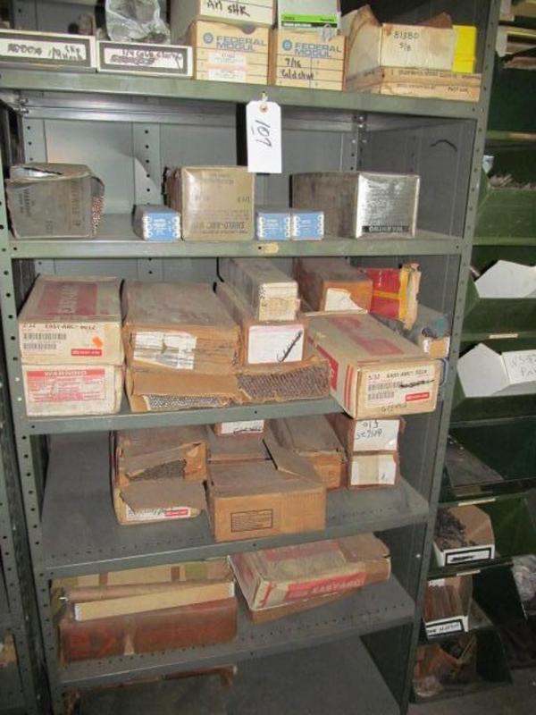 Shelf and contents; welding rods, etc.