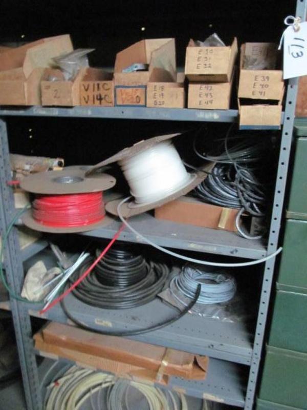 Shelf and contents; tubing, miscellaneous hardware