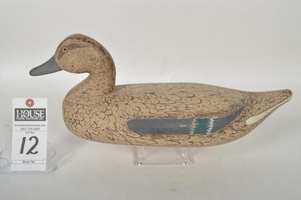 Extraordinary Clarence Willis Pintail Hen, made the style of Mitchell Fulcher, circa 1955, branded CL years after made by Clarence