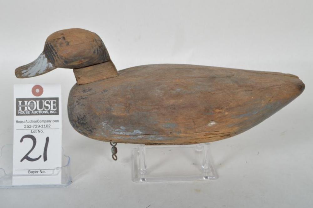 Early Core Sound Blackhead (Scaup) Drake Gunning Decoy, with Eldon Willis head (circa 1950's), body very early Core Sound maker.