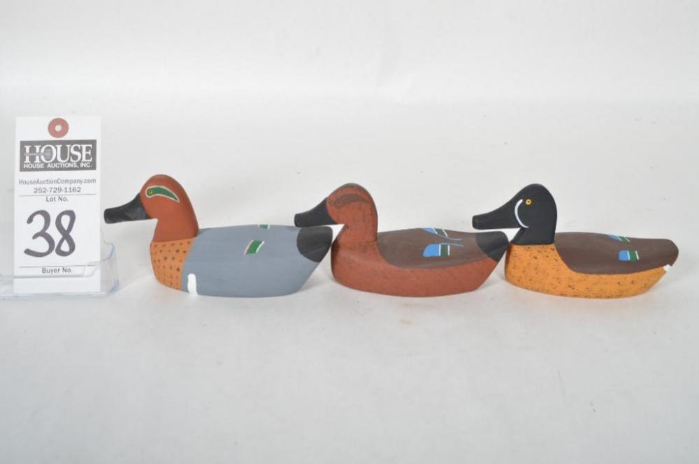 Three (3) Roy H. Willis miniatures; Green Wing Teal Drake, Blue Wing Teal Drake and Cinnamon Teal Drake. All signed by Roy H. Willis.