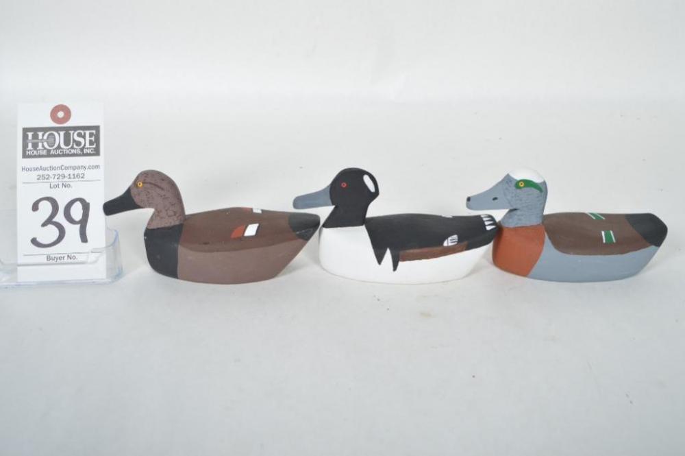 Three (3) Roy H. Willis miniatures; Widgeon Drake, Gadwall Drake and Hooded Merganser Drake. All signed by Roy H. Willis.