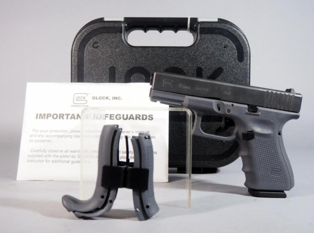 Glock 19 Gen 4 9x19mm Pistol SN# BBSR196, With Extra Grips And Paperwork, In Hard Case image
