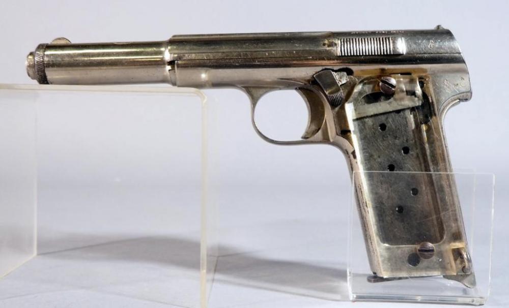 Astra Modelo 1921 9mm Largo Pistol SN# 94603, Nickel Plate, Clear Plastic Grips. Slide Does Not Stay Back When Pulled image