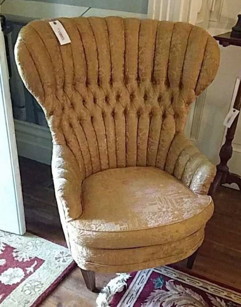 Antique Pink High Back Upholstered Chair