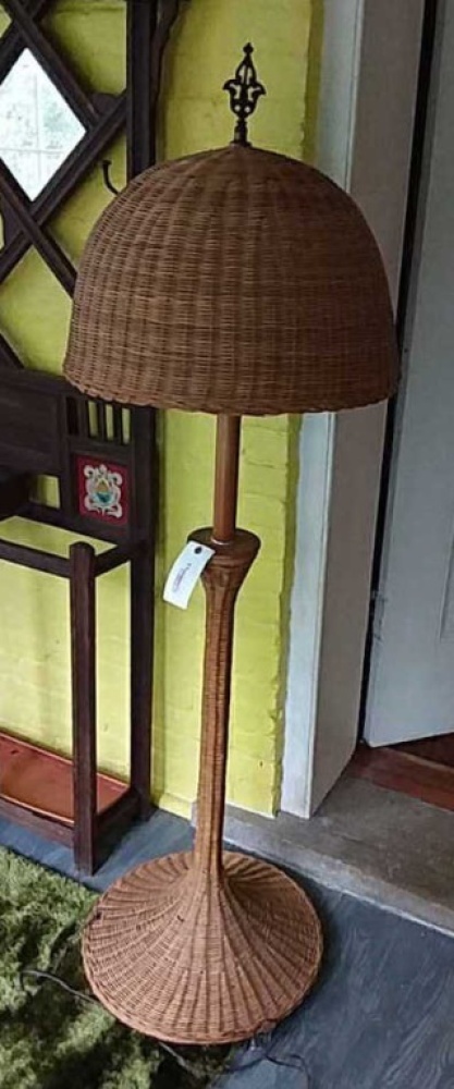 Brown Wicker Floor Lamp, approx. 64" tall