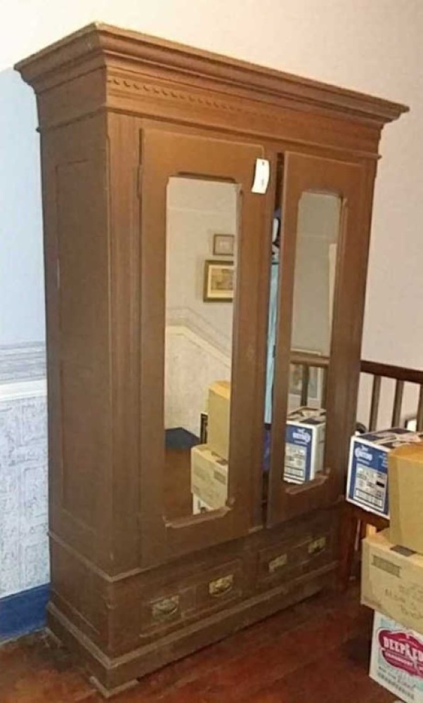 Antique Armoire with Mirrored Doors, approx. 51"L x 18.5"w x 83"T