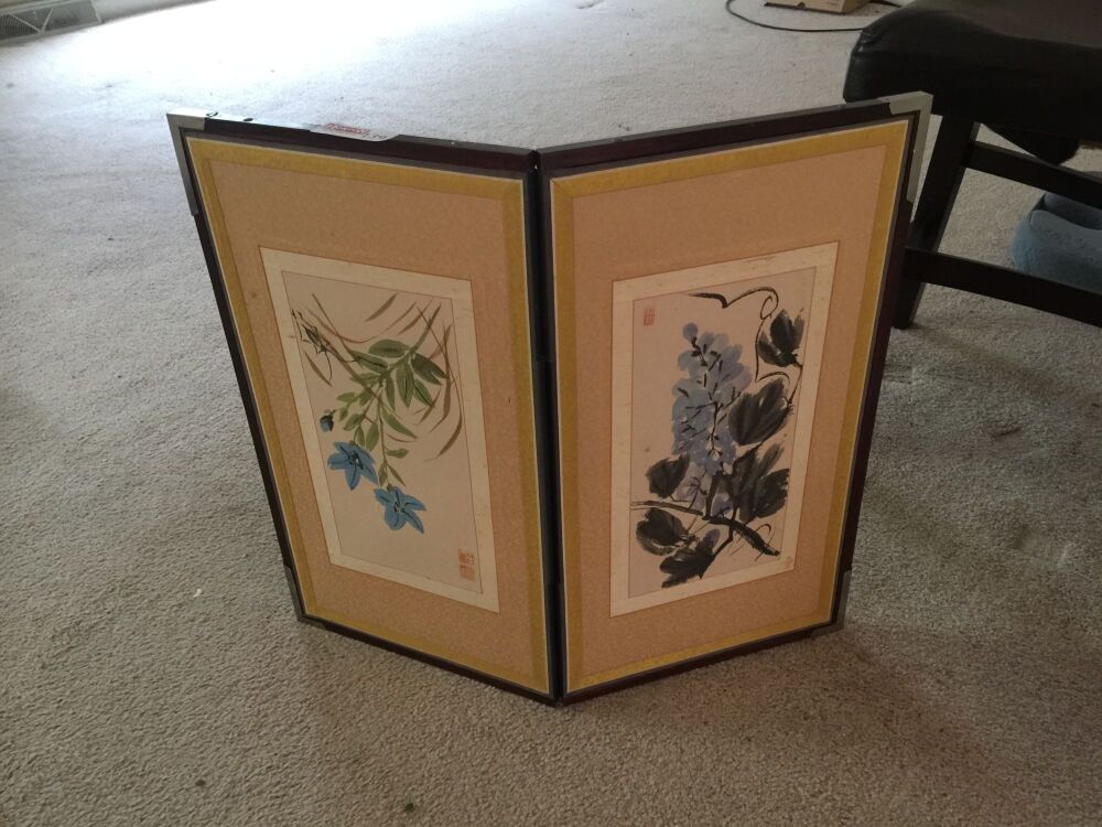 Oriental Prints on Folding Stand