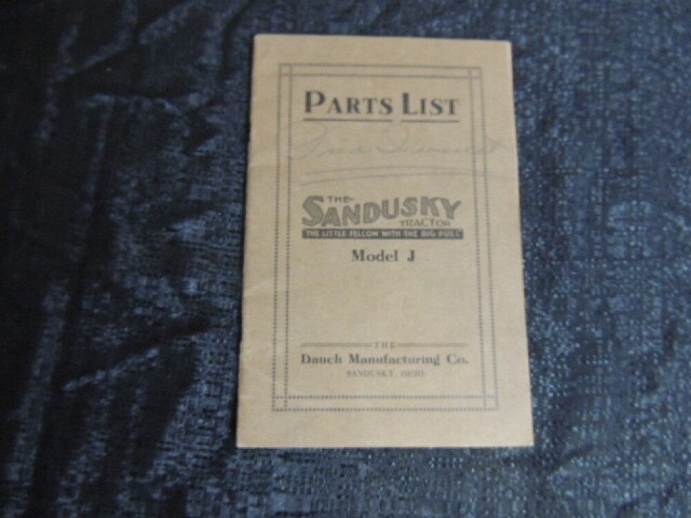 Sandusky Tractor Model J Parts List