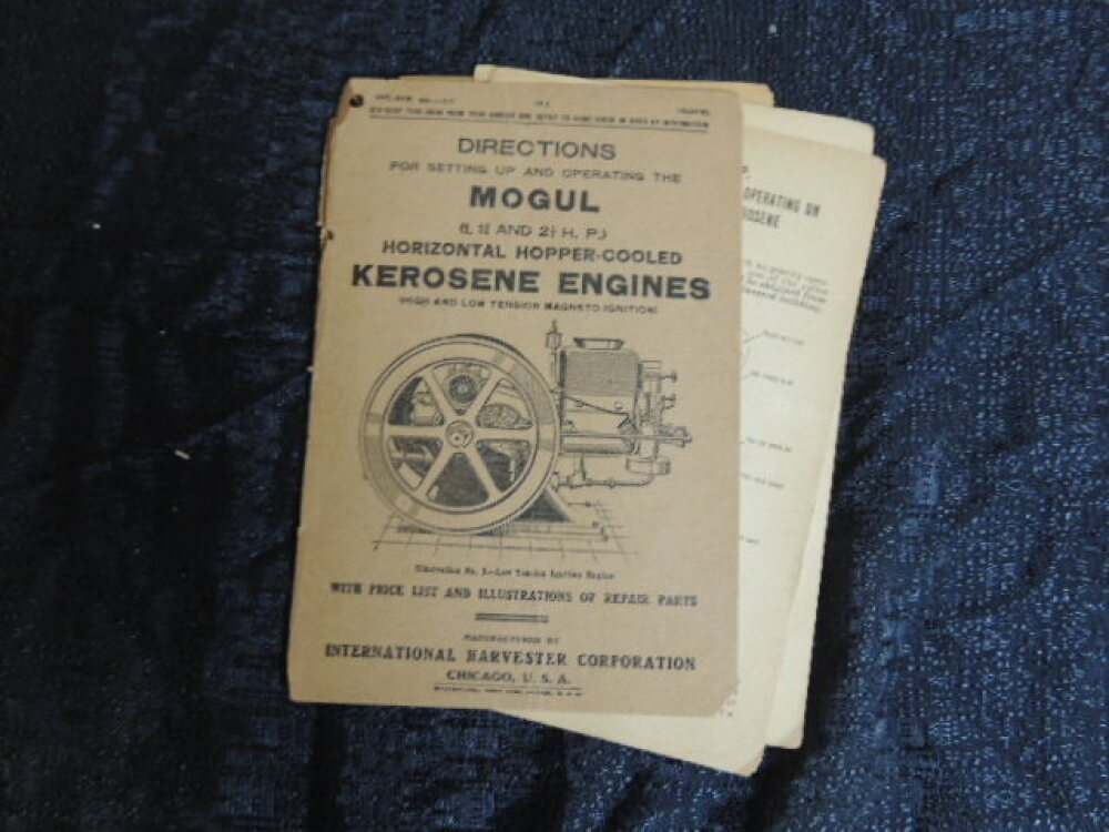IHC Mogal Horizontal Hopper-Cooled Kerosene Engines Directions Manual