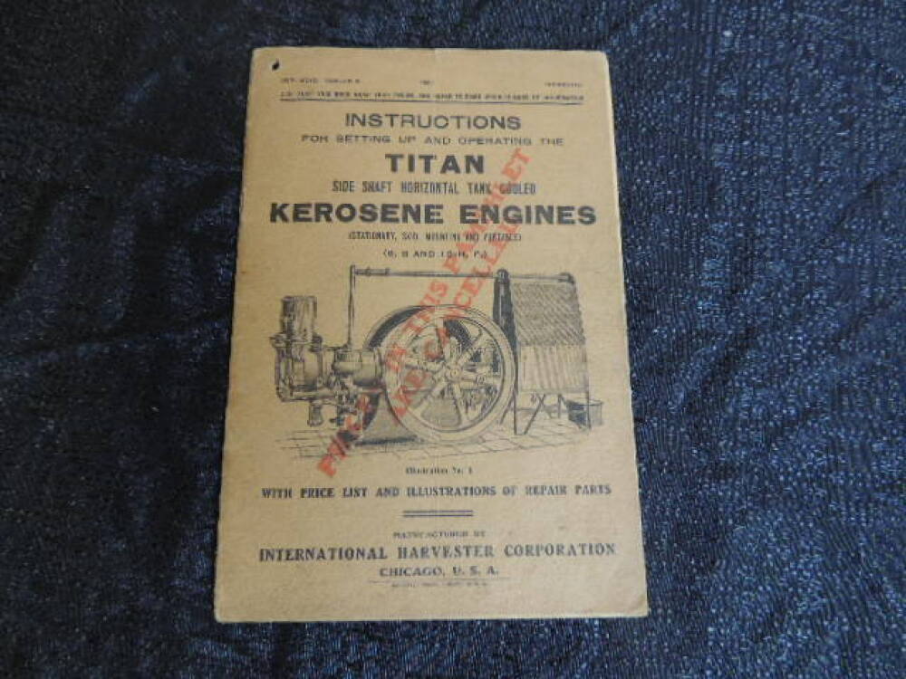 IHC Titan Side Shaft Kerosene Engines Instructions Catalog