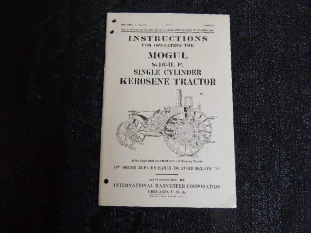 IHC Mogul 8-16 Single Cylinder Kerosene Tractor Instructions Catalog