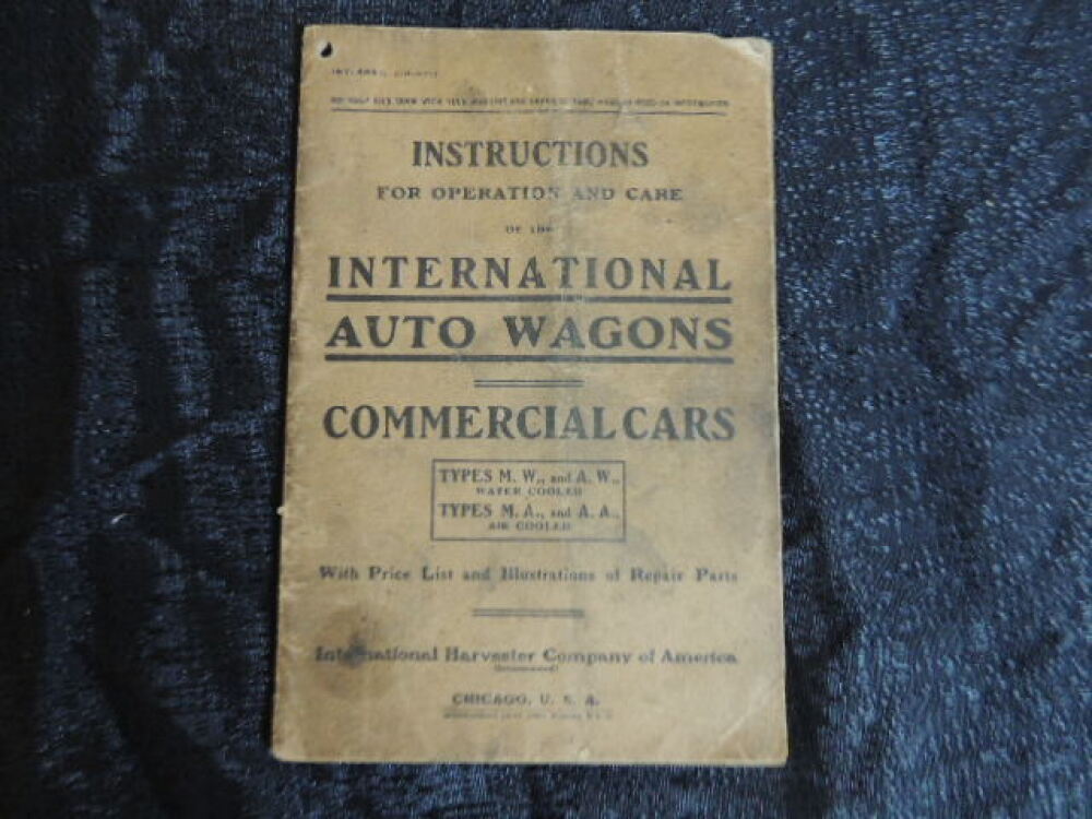 International Auto Wagons Commercial Cars Instructions Manual