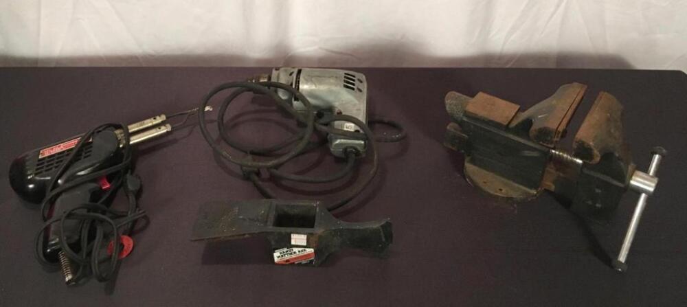 Weller Soldering Gun, Speedway Drill, Axe Head and Vice