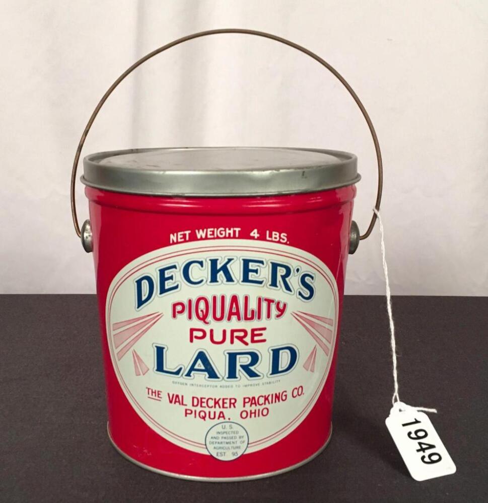 Decker's Piqua, Ohio 4 Lb. Lard Tin