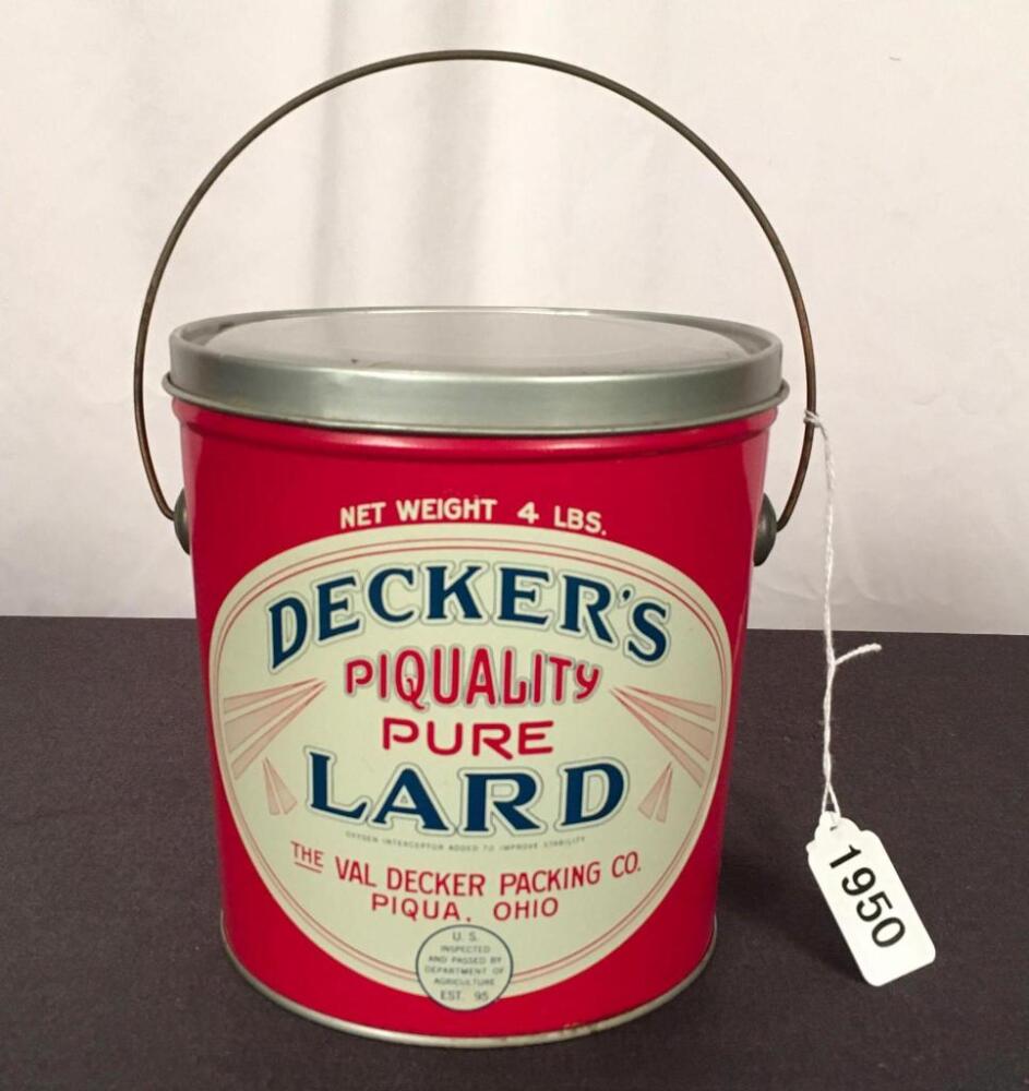 Decker's Piqua, Ohio 4 Lb. Lard Tin