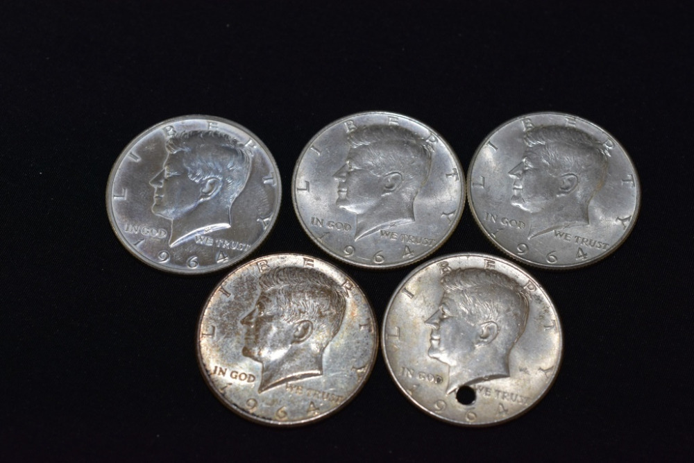 5 - 1964 KENNEDY HALF DOLLARS