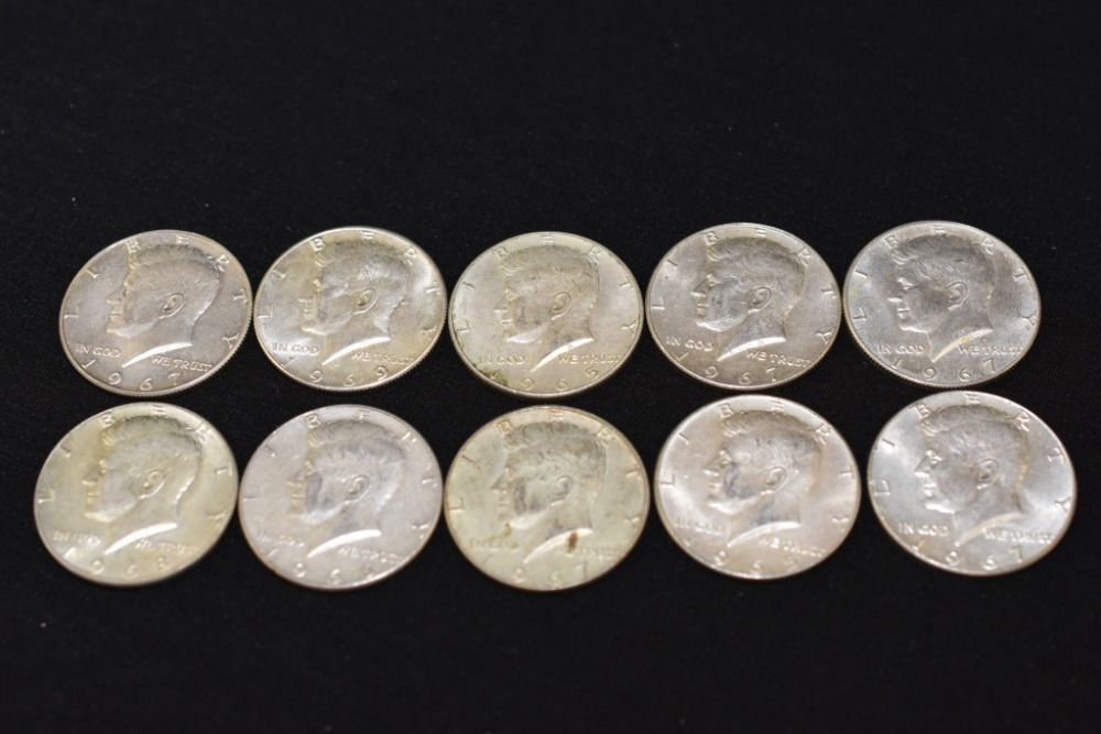 10 - 1960S KENNEDY HALF DOLLARS