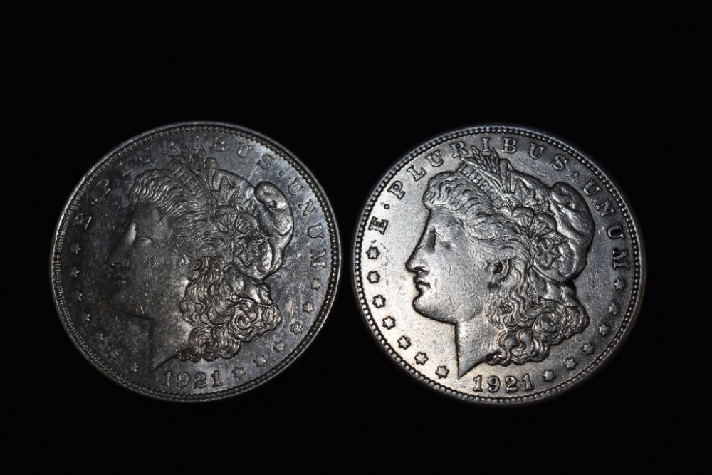 2  - 1921 MORGAN SILVER DOLLARS