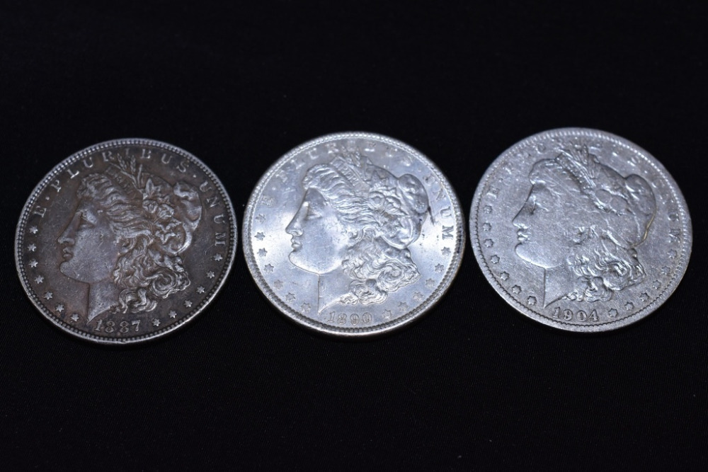 3 - MORGAN SILVER DOLLARS