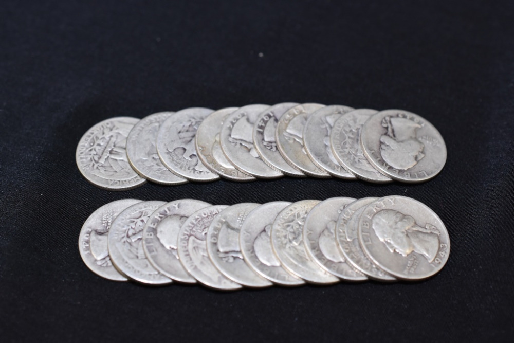 20 WASHINGTON SILVER QUARTERS