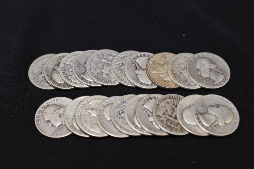 20 WASHINGTON SILVER QUARTERS