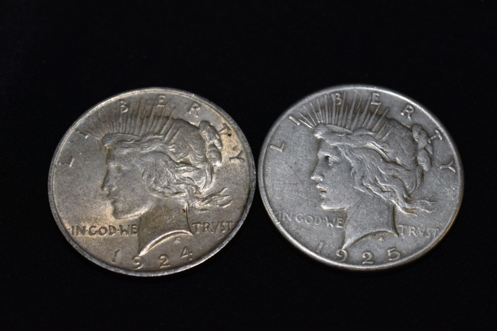 2 - SILVER PEACE DOLLARS