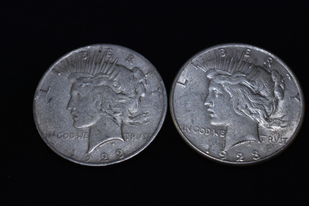 2 - 1923 PEACE SILVER DOLLARS