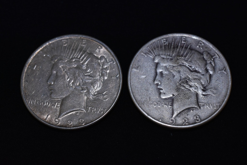 2 - 1923 PEACE SILVER DOLLARS