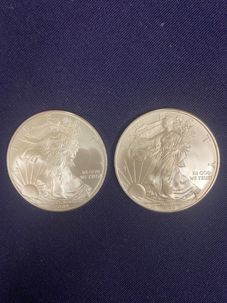 2 - 2009 AMERICAN SILVER EAGLE DOLLARS
