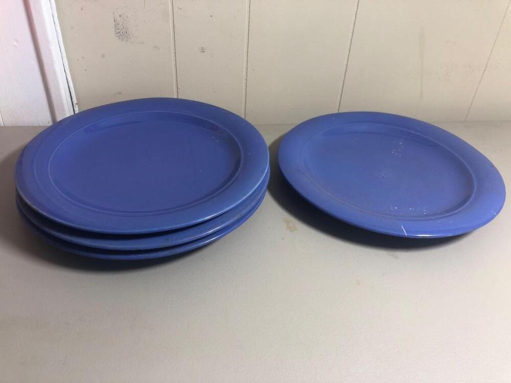 4 Blue Kitchen Plates