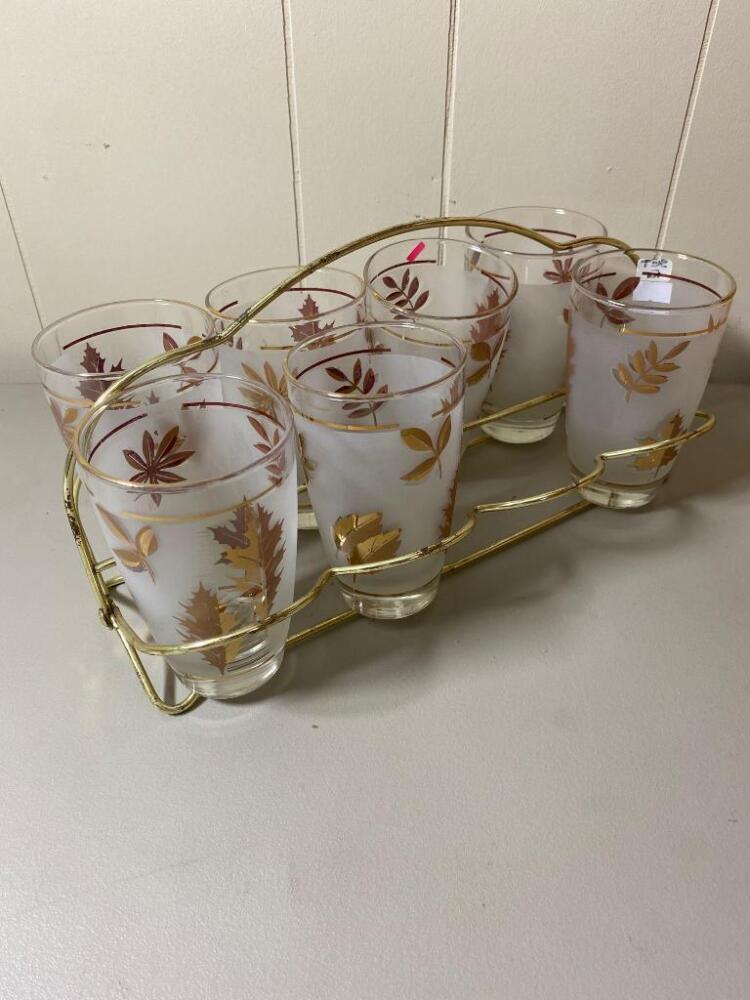 Frosted Glass Cups w/ Tray