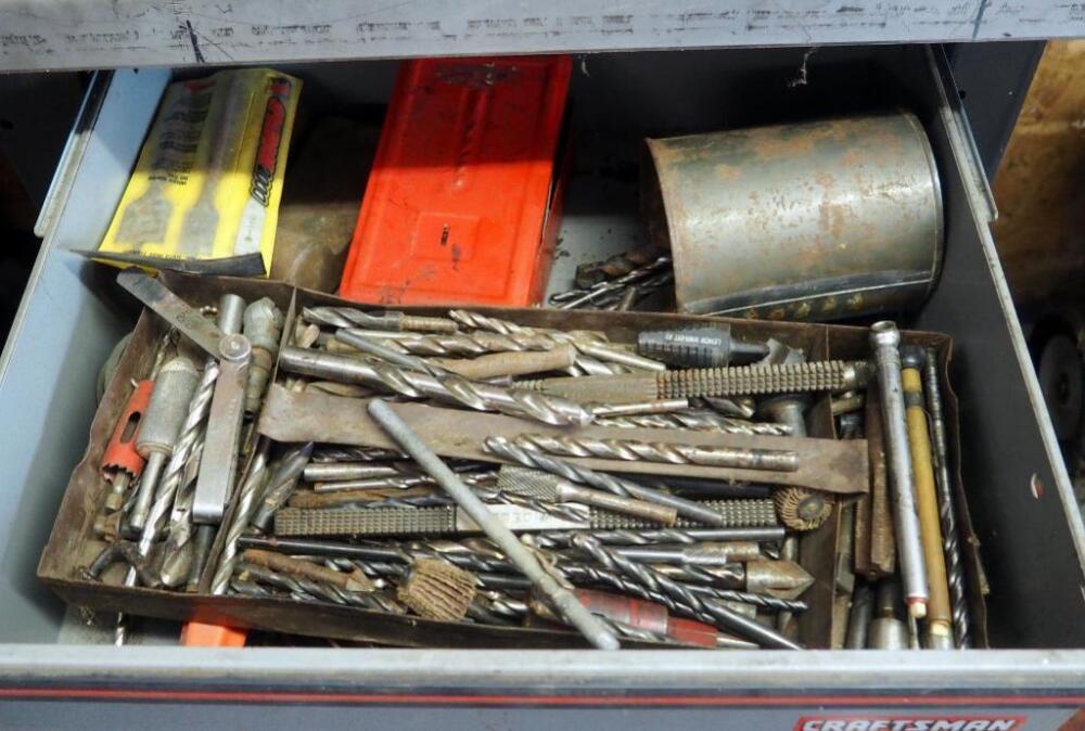 Drill Bits, Assorted Styles And Sizes, Contents Of Drawer
