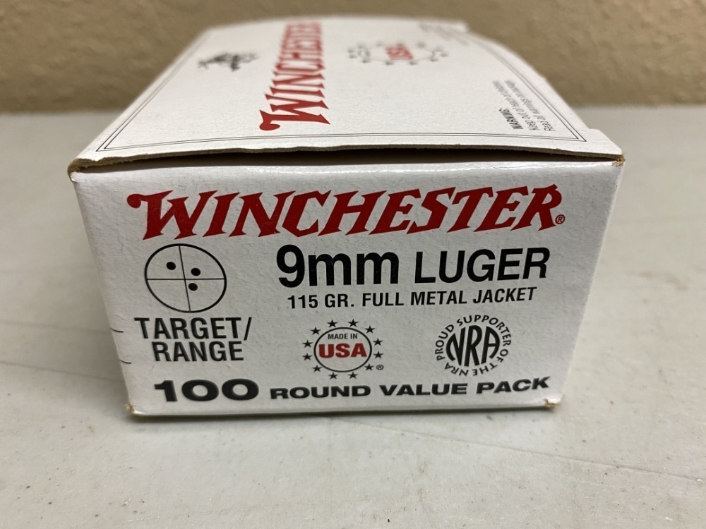 Winchester 9mm Luger 115 grain FMJ - 100 rounds