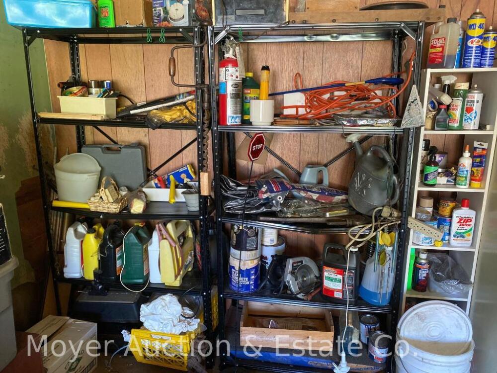 Shelves and Contents of Back Wall of Garage