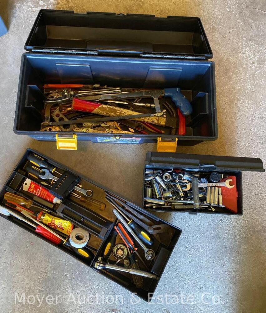 Black Plastic Toolbox with Contents