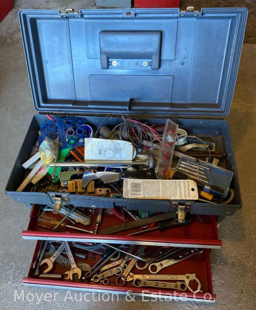 Grey Plastic Tool Box and Contents