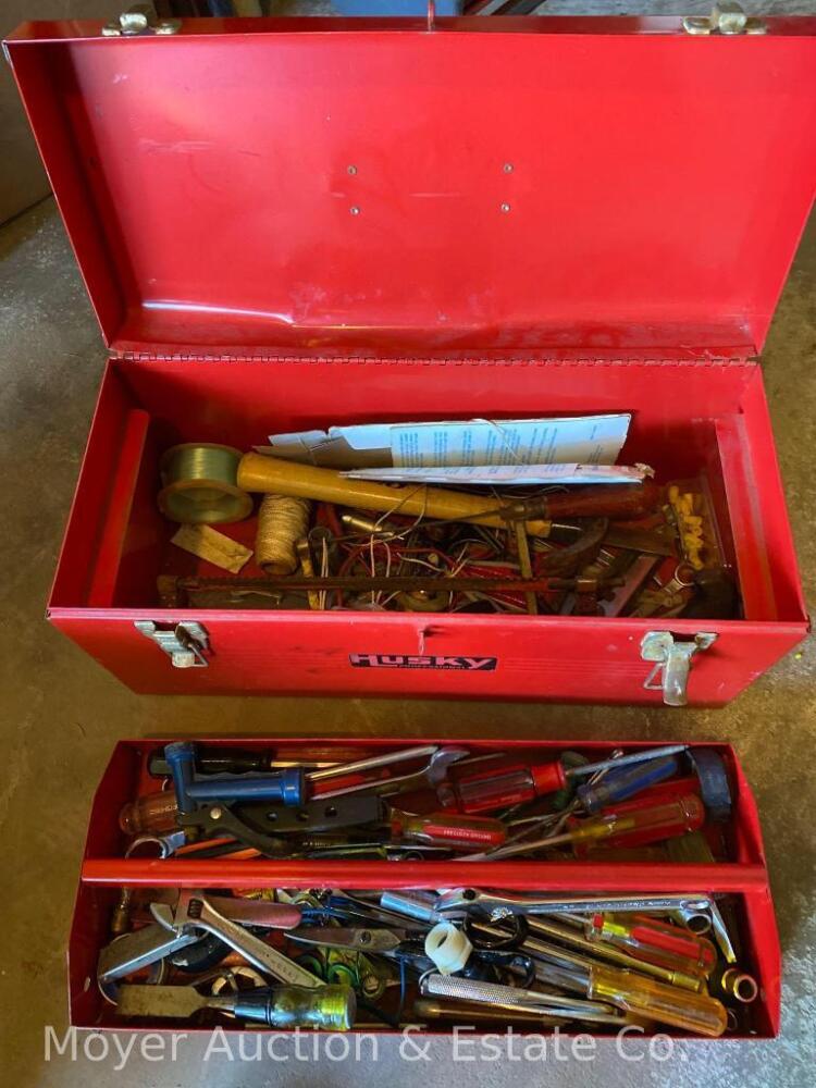 Red Metal Tool Box with Contents