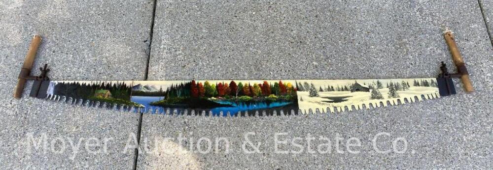 Painted 6' Two-Man Crosscut Saw (peeling paint)