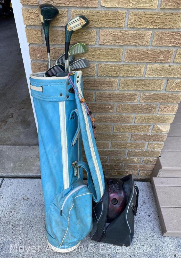 Golf Clubs and Bowling Ball