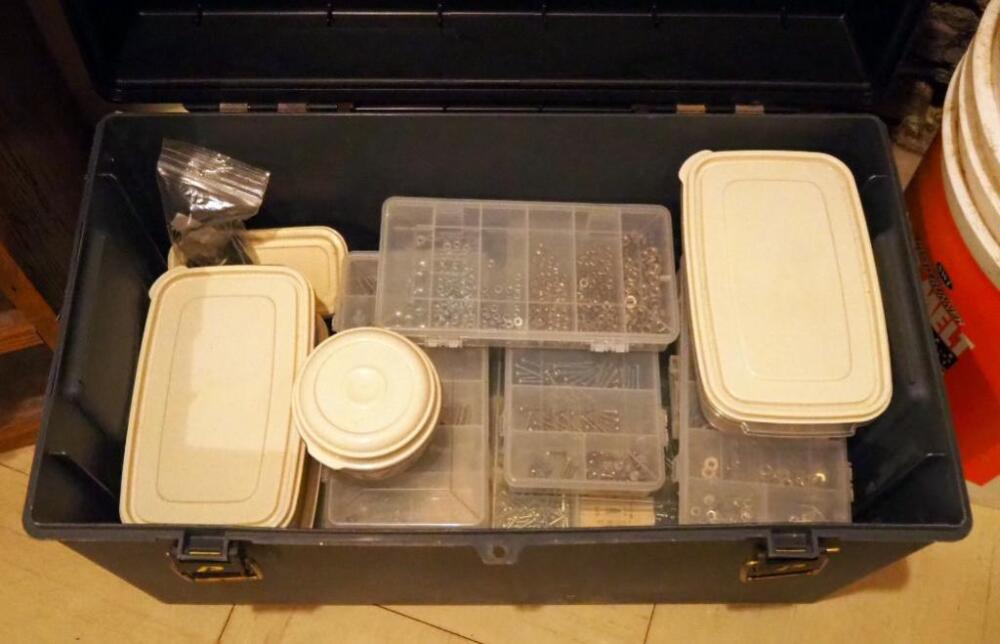 Household Hardware Including, Eye Bolts, Screws, Nuts, Washers, And More, Includes Tool Box