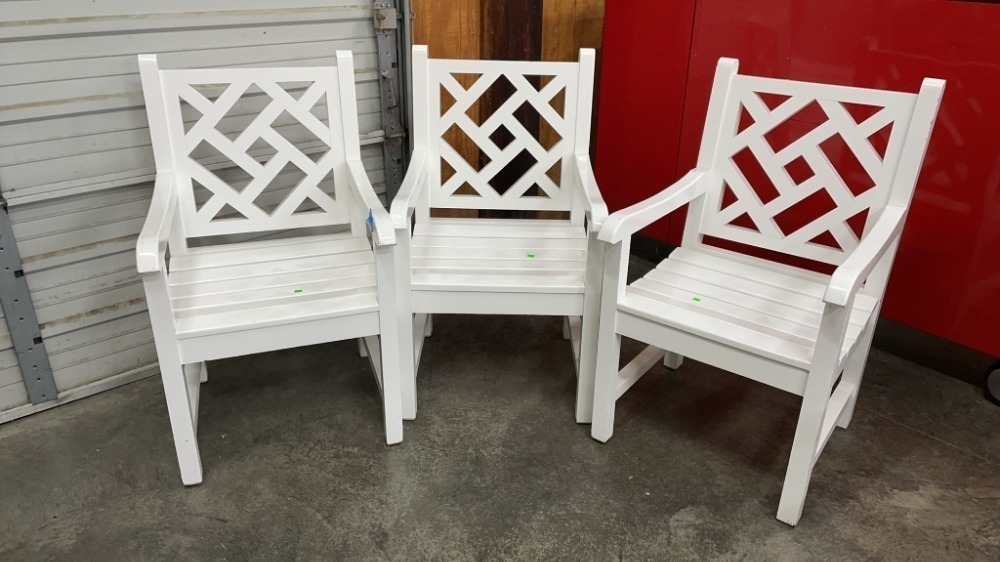 3 White Patio Chairs 22x24x36 Sh 17 image