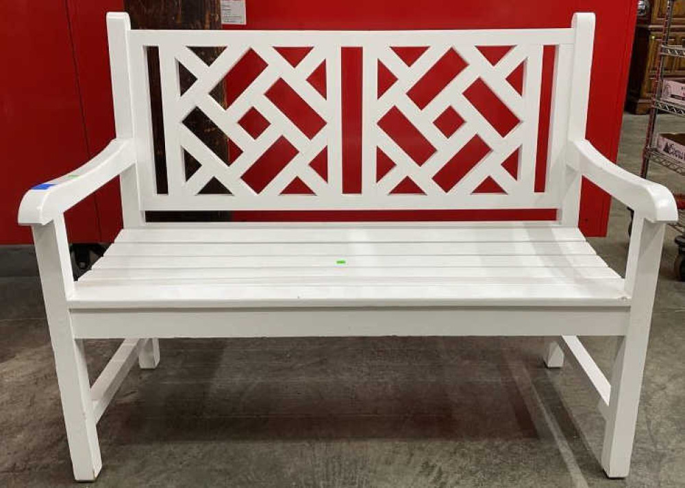 White Patio Two Seat Bench 48x24x36 Sh 17 image