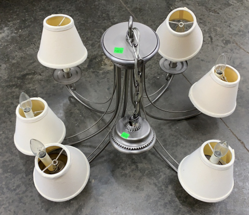 28x18 Brushed Nickel Finish 6 Bulb Chandelier image