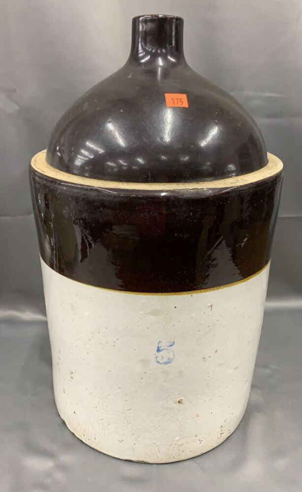 #5 Crock Jug, No Cork, Some Chips, 19in Tall