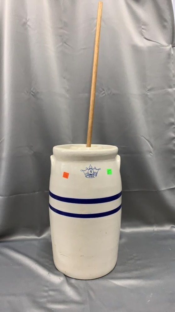 #5 Crock Butter Churn 16 1/2in Tall
