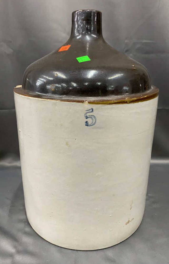 #5 Crock Jug, Some Big Chips, 18in Tall
