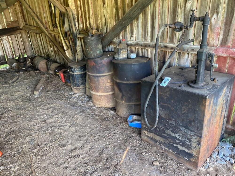 SALVAGE LOT (Buyer Responsible For Removal)- 55 Gallon Drums, Fuel Pump, Etc.